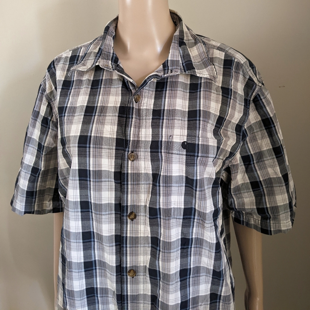 Carhartt Plaid Button Down short sleeve shirt, men's large